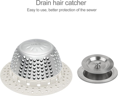 LEKEYE Drain Hair Catcher/Bathtub Drain Cover/Drain Protector for Pop-Up & Regular Drains(Patented Product)