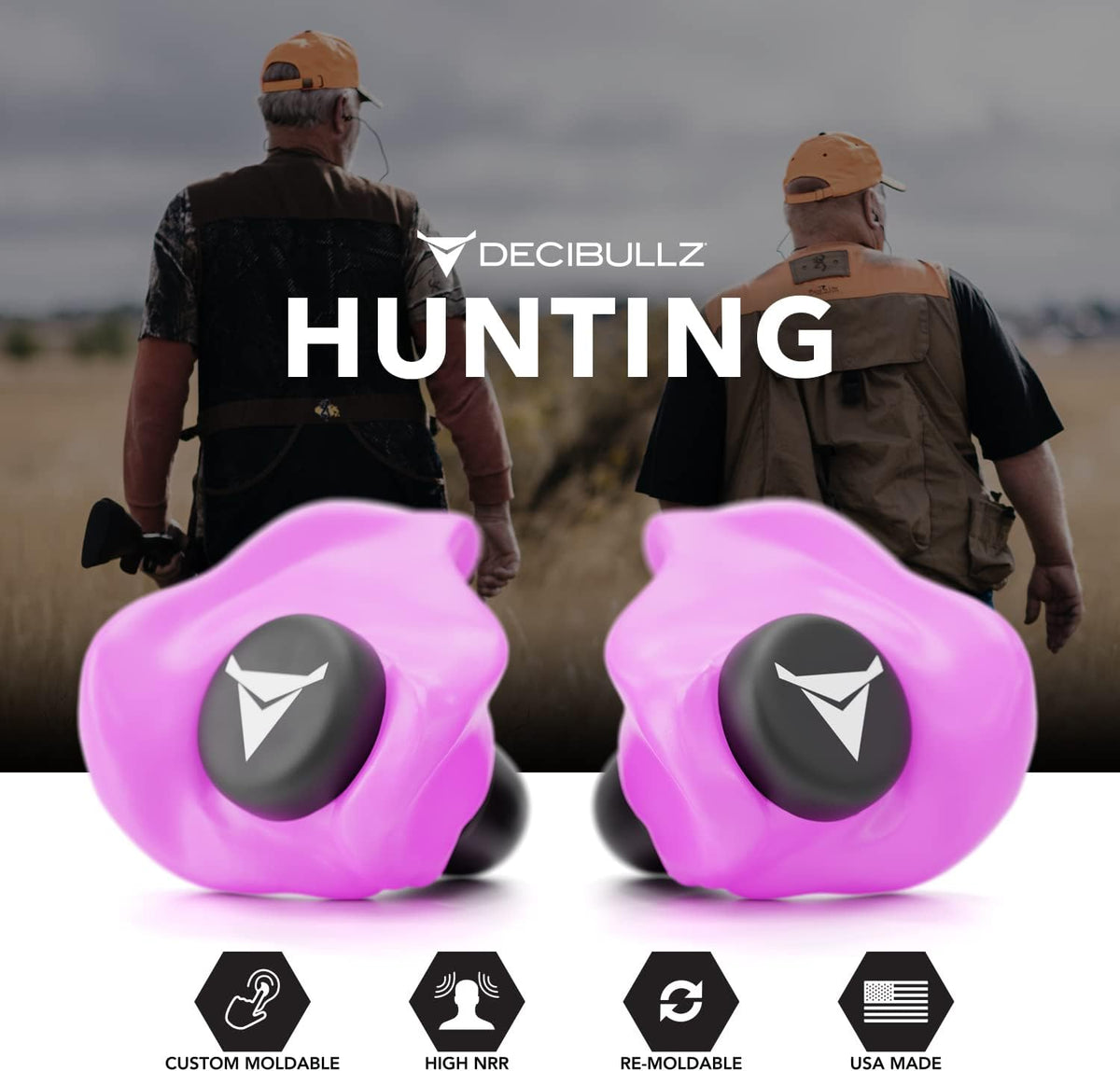 Decibullz Custom Molded Ear Plugs, 31dB NRR Shooting Ear Protection (Green)
