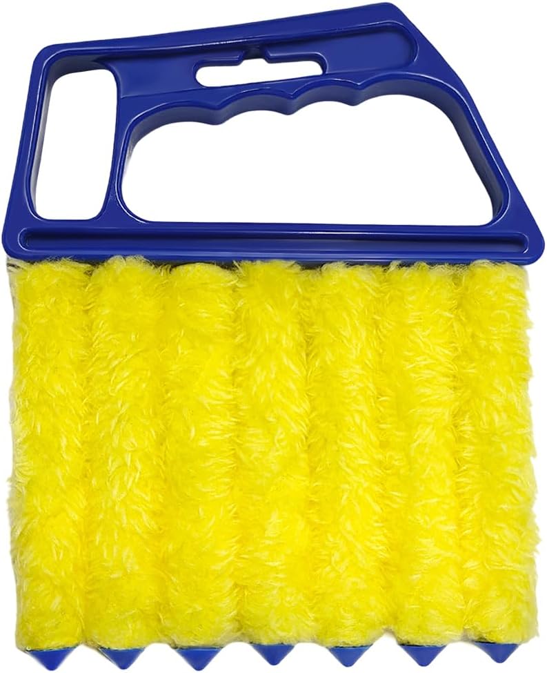 DXNQ 2 PCS Blind Cleaner Duster Tool, Window Venetian Hand-held 7 Finger Dusting Cleaner Brush, Blinds Cleaning Brush Tool for Window Shutters Air Conditioner, Car Accessories (Blue+Green)