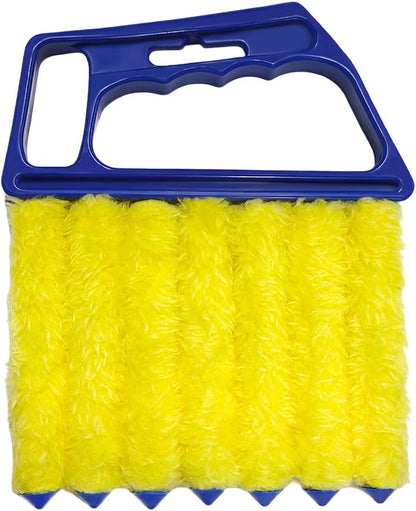 DXNQ 2 PCS Blind Cleaner Duster Tool, Window Venetian Hand-held 7 Finger Dusting Cleaner Brush, Blinds Cleaning Brush Tool for Window Shutters Air Conditioner, Car Accessories (Blue+Green)