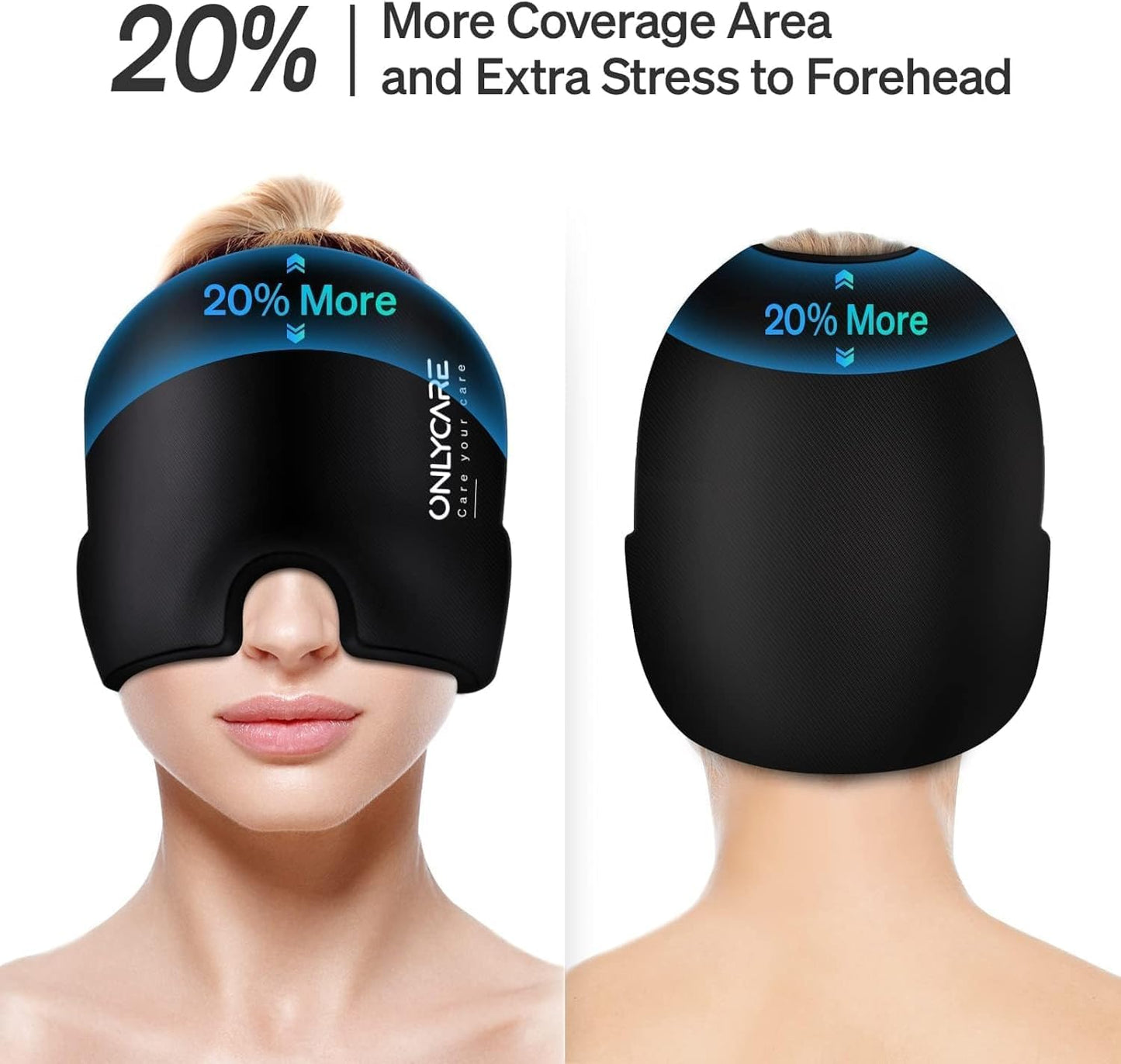 ONLYCARE Migraine Relief Cap, Headache Relief Cold Cap for Migraine Relief | Soothing Headache Ice Face Pack Mask, Cold Compress Head Wrap for Sinus, Tension, Stress, Hangover, Self Care Gifts for Women