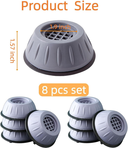 Anti-Vibration Washing Machine Feet,Floor Protector for Appliance&Furniture | 8PCS set,Anti Slip,Noise Reduction