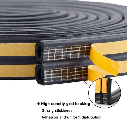 Weather Stripping Seal Strip Tape, Doors Windows Frame Self Adhesive D Type Foam Sealing Tape, 32.8Ft Rubber Soundproof Insulation Cell Foam Stripping, White