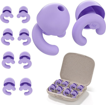 Noise Cancelling Ear Plugs Sleep 50dB NRR Side Sleep Small Ear | ultra soft silicone, reusable one-piece design, 4 sizes included, portable case
