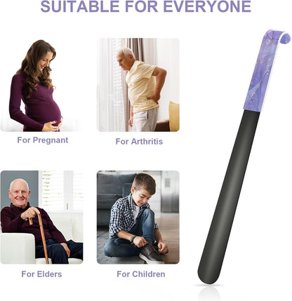 16.5 Inch Long Handle Shoe Horn for Seniors Men Women Kids, Metal Shoe Horns for Boots