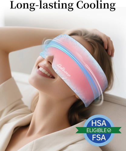 Cooling Eye Mask for Puffy Eyes, FSA Eligible HSA, Headache and Migraine Relief Gel Eye Mask, for Headache, Puffiness, Eye Strain, Reusable Face Ice Pack for Post-Surgery Care, Deep Blue