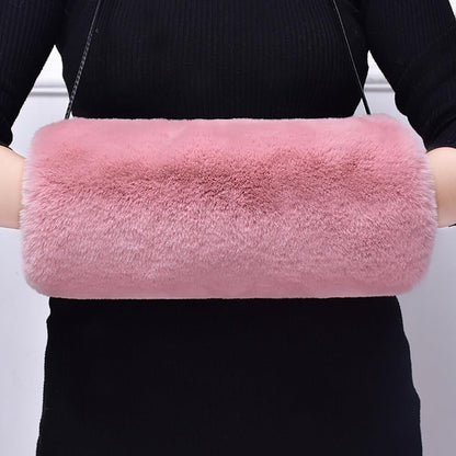 Faux Fur Hand Muffs for Women Winter Warm Arm Hand Warmer Gloves Arms Warmer Fluffy Warm Faux Fur Muffs with Strap