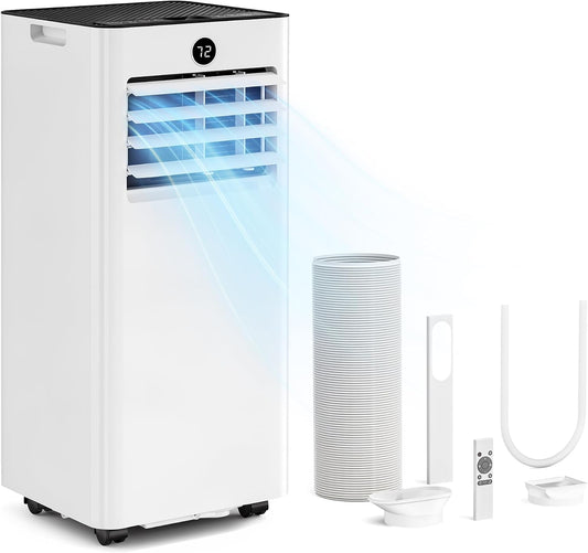 14000BTU Portable Air Conditioner, 4-in-1 700 Sq. Ft, Quiet for room | 14000BTU AC cools 700sq.ft, 4-in-1 cool/fan/dry/sleep, quiet, LED, remote, 24H timer, kit, for bed/office/dorm.
