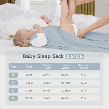 Baby Sleep Sack 0-6 Months, 100% Cotton Wearable Blanket, 0.5 Tog, 3 Pack