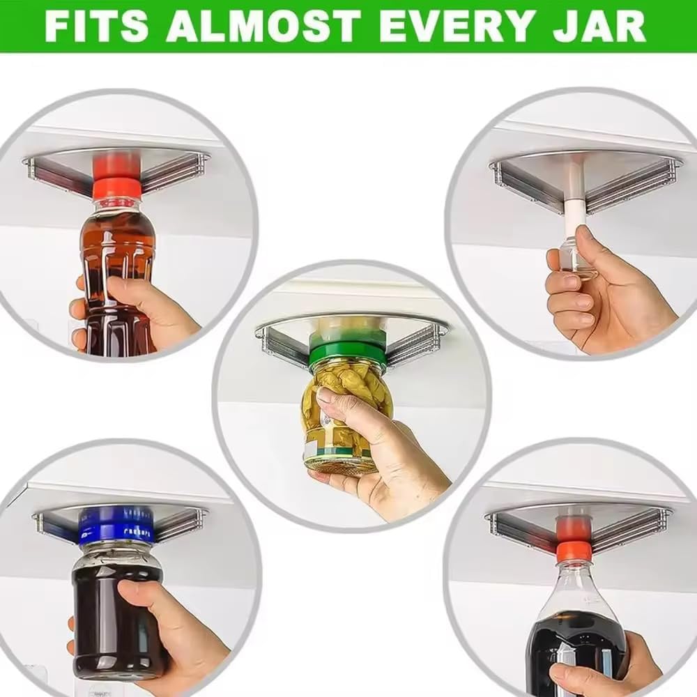Under Cabinet Jar Opener – Heavy Duty Stainless Steel Lid Opener for Seniors, Weak Hands & Arthritis – Easy Mount Kitchen Tool