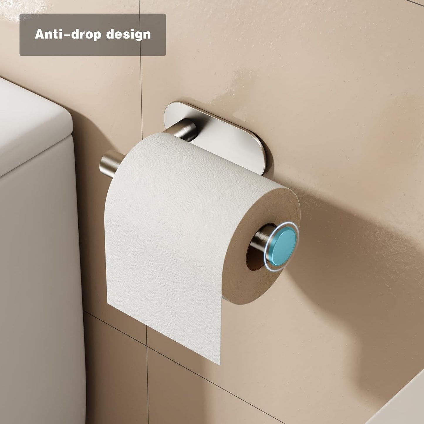 Voldra Toilet Paper Holder with Shelf, Flushable Wipes Dispenser for Bathroom, Adhesive Toilet Paper Roll Holder with Storage Wall Mount Stick On Bathroom Tissue Holder Front Flip Design (Matte Black)