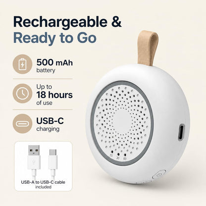 MISIRUN White Noise Machine for Baby and Adult Sleep, for Nursery Travel | 24 soothing sounds, 3-level night light, auto noise detection and 15/30/60-min timer for bedtime, stroller and travel