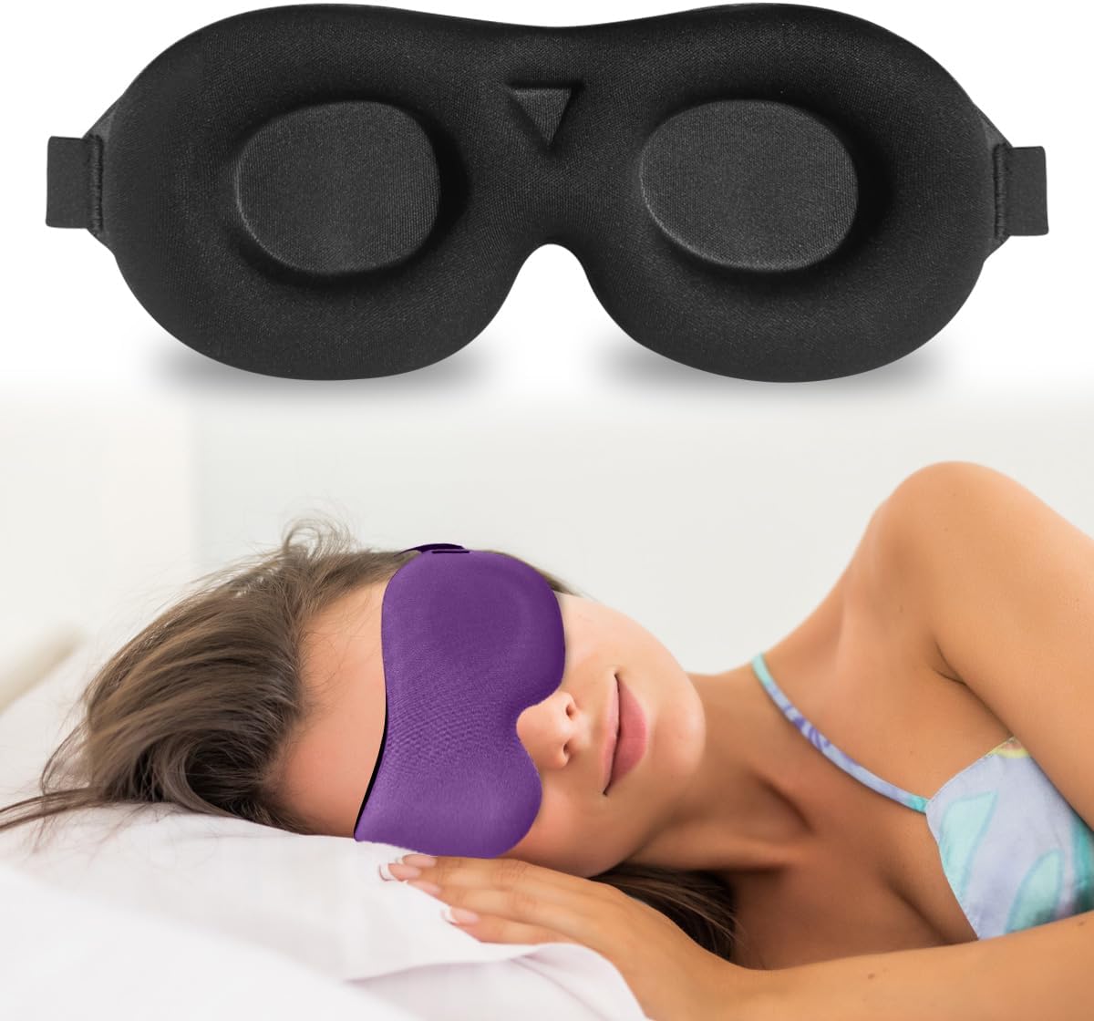 DTS Eye Sleep Mask for Side Sleepers Men Women Zero Eye Pressure 3D Cups Complete Light Blocking Night Blindfold with Adjustable Strap Shade Cover Sleeping Mask for Travel Nap Work Home (Black)