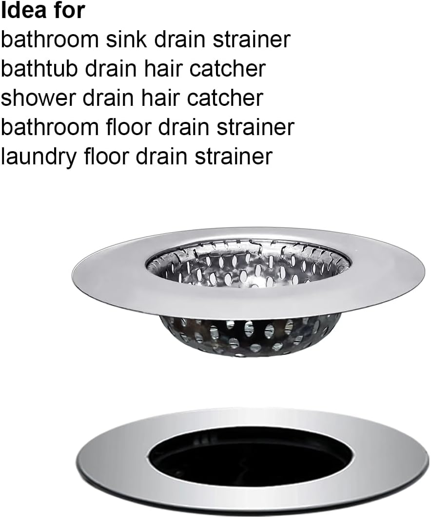 Huntonry Bathtub Drain Strainer - 2.79 Inch Hair Catcher, Stainless Steel Shower Drain Cover, Bathroom Sink Strainer Filter Basket, Tub Drain Strainer, Hair Stopper