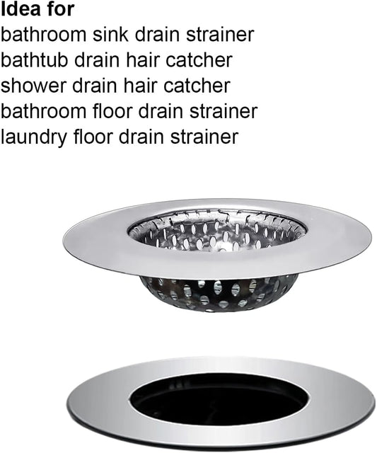 Huntonry Bathtub Drain Strainer - 2.79 Inch Hair Catcher, Stainless Steel Shower Drain Cover, Bathroom Sink Strainer Filter Basket, Tub Drain Strainer, Hair Stopper