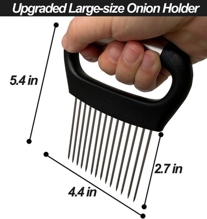 Large Onion Holder for Slicing with Protective Cover | 14 PCS Stainless Steel Prongs, Ergonomic Widened Large Handle, Food Slicing Guide, For Potato, Tomato, Vegetable, Fruit, Meat