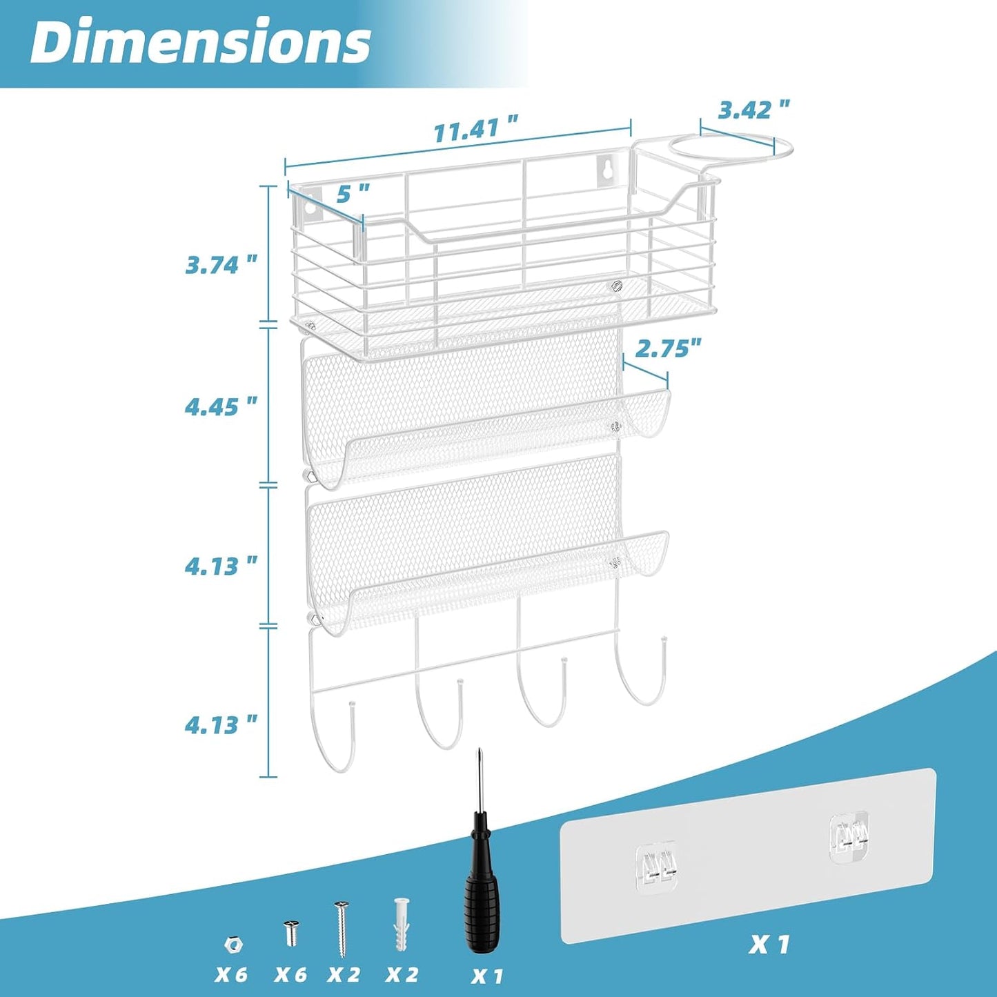 3 Tier Hair Tool Organizer Wall Mount, curling iron holder Basket, Black | Metal Mesh, Hair Dryer Holder, Bathroom Hair Styling Tool Organizer, Blow Dryer Holder, Hair Straightener Organizer