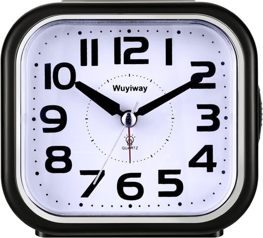 Loud Alarm Clock for Heavy Sleepers Adults, Readable for Seniors，Battery Operated Analog Alarm Clocks for Bedrooms,Silent No Ticking， Lighted on Demand, Black