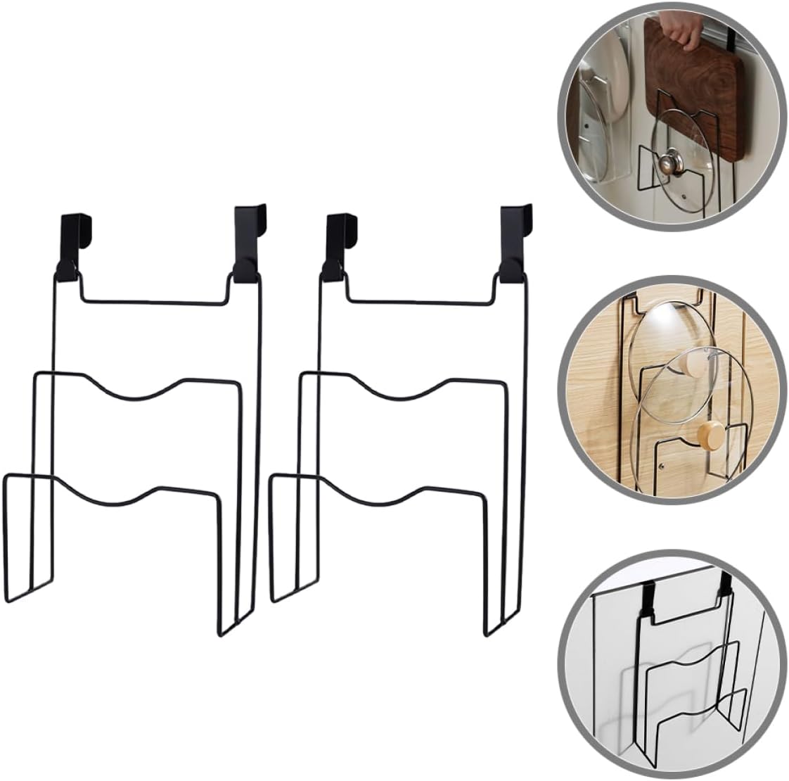 Ciieeo Cabinet Door Pot Lid Organizer over Cabinet Door Pot Lid Holder Rack for Kitchen Hanging Organizer with 4 Hooks 12.12 X 8.07 X 3.22 in Fits Lids and Cutting Boards