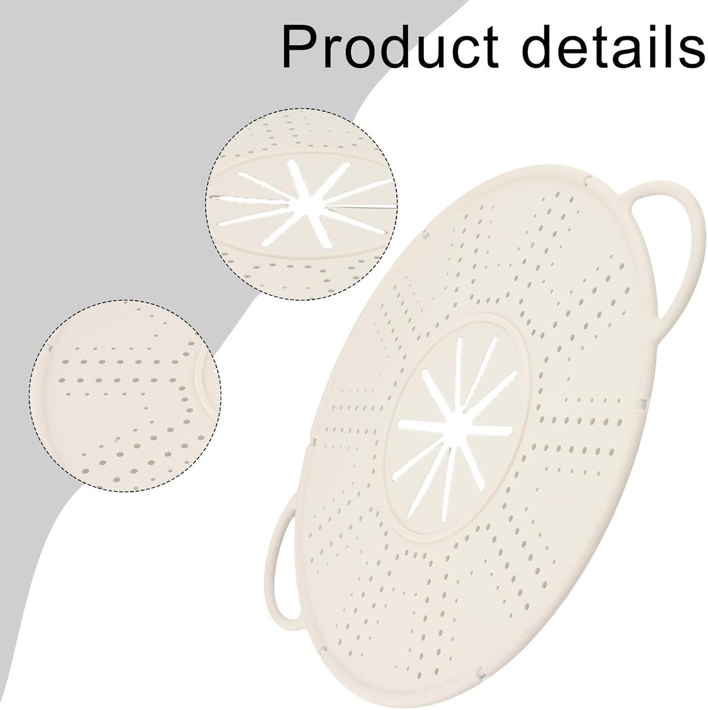 Large Silicone Spill Stopper Lid for Kitchen Pots Pans(white) | Silicone Pot Spill Stopper Lid with Steam Vent, 13.4x10.8 Inch Heat Resistant Cover and Oil Baffle with Easy Grip Handles