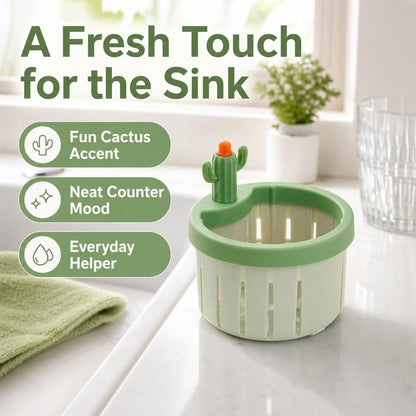 2026 New Cactus Sink Strainer Basket, Upgrade Multifunctional Kitchen Sink Drain Strainer Press Automatic Dumping Basket Anti-Clogging, 2 Pack (Green+Yellow)