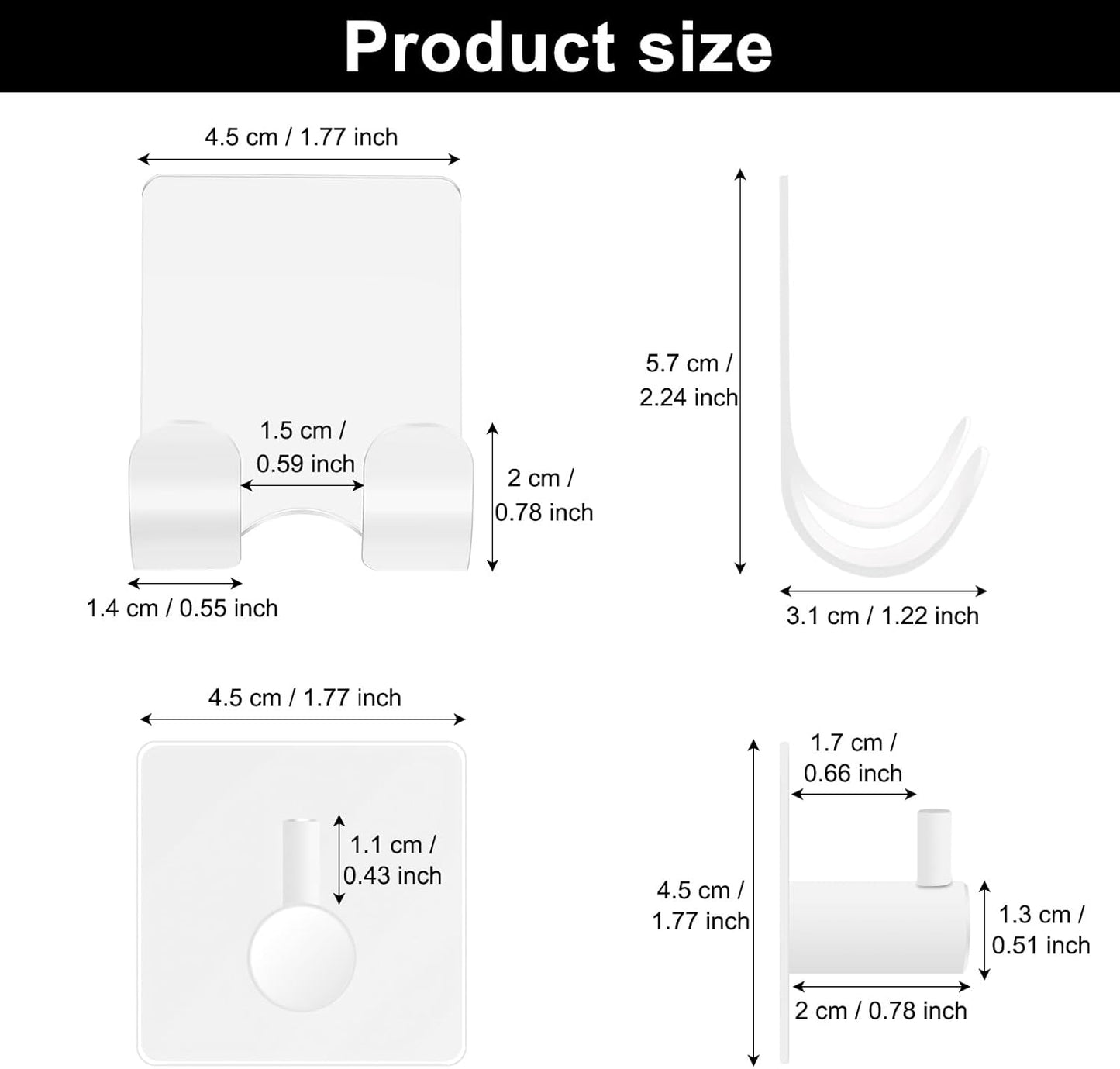 CGBE Shower Holders for Razors, 2 Pack Squeegee Holder and 2 Pack Razor Holder, Razors Holder for Shower Heavy Duty Waterproof Hook for Squeegee Loofah - Black