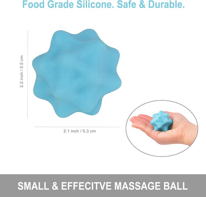 Small Spiky Massage Ball Trigger Point Massage Tool 2.2"×2.1" Blue | Solid Bumpy Massager for Deep Tissue Myofascial Release Hand Foot Plantar Fasciitis Pain Relief Knots Acupoint Yoga Fitness
