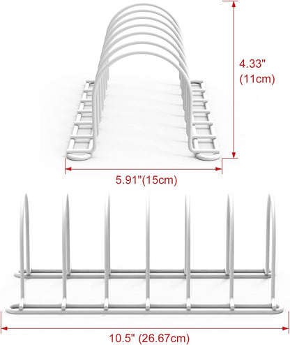 JAQ Plate Rack for Cabinet, 10.5" Vertical Dish Organizer for Plates, Pot Lids, Cutting Boards & Baking Sheets, Metal Kitchen Cabinet Organizer (1-Pack, White)