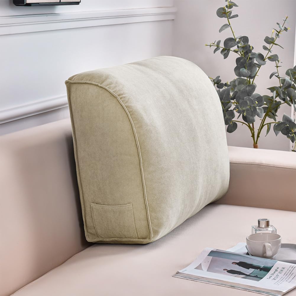 YURRO Extra Thick Sofa Back Cushion Wedge Pillow for Couch&Bed,Large Back Lumbar Support Pillow Reading Pillow,Waist Support Pillow Headboard Cushion with Removable Cover, 23.6x17.7x7.8inches, Brown