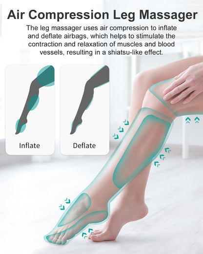 Nekteck Leg Compression Massager for Circulation and Relaxation | FSA Eligible HSA Foot and Calf Massage, 2 Modes, 3 Intensities, 20 Mins Auto-Off, Hand-held Controller, Adjustable Leg Wraps