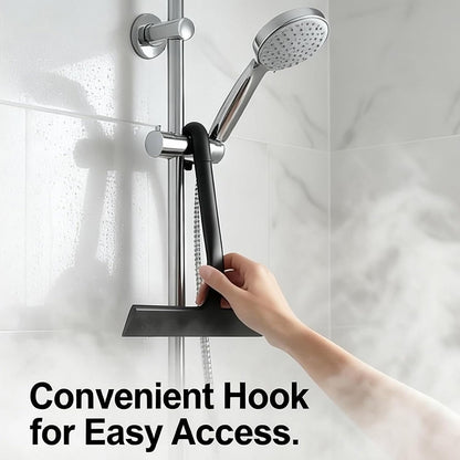 Shower Squeegee for Glass Doors, Hang Anywhere Silicone Shower Squeegee with Hook Design for Easy Hanging and Cleaning (Black)
