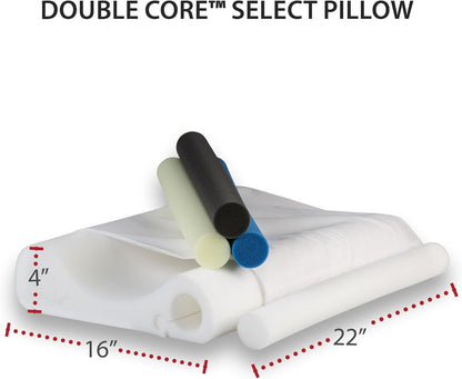 Adjustable Cervical Pillow for Neck Pain Relief, Side & Back Sleepers | Double Core Select features four interchangeable support cores for personalized cervical support and spinal alignment.