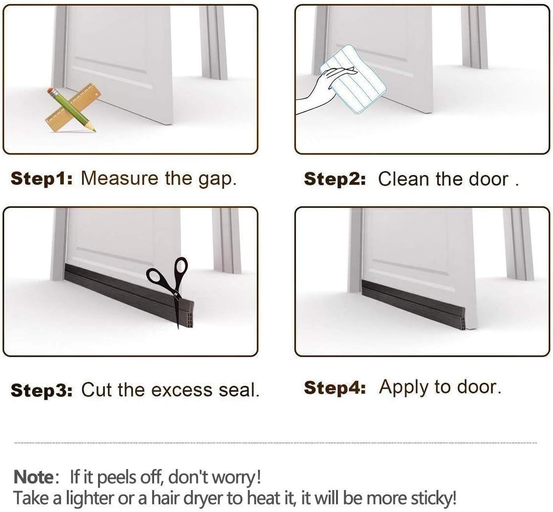 Suptikes Door Draft Stopper Under Door Sweep for Exterior & Interior Doors, Weather Stripping Door Seal, Strong Adhesive Door Sweep Soundproof Weather Stripping, 2" W x 39" L, White