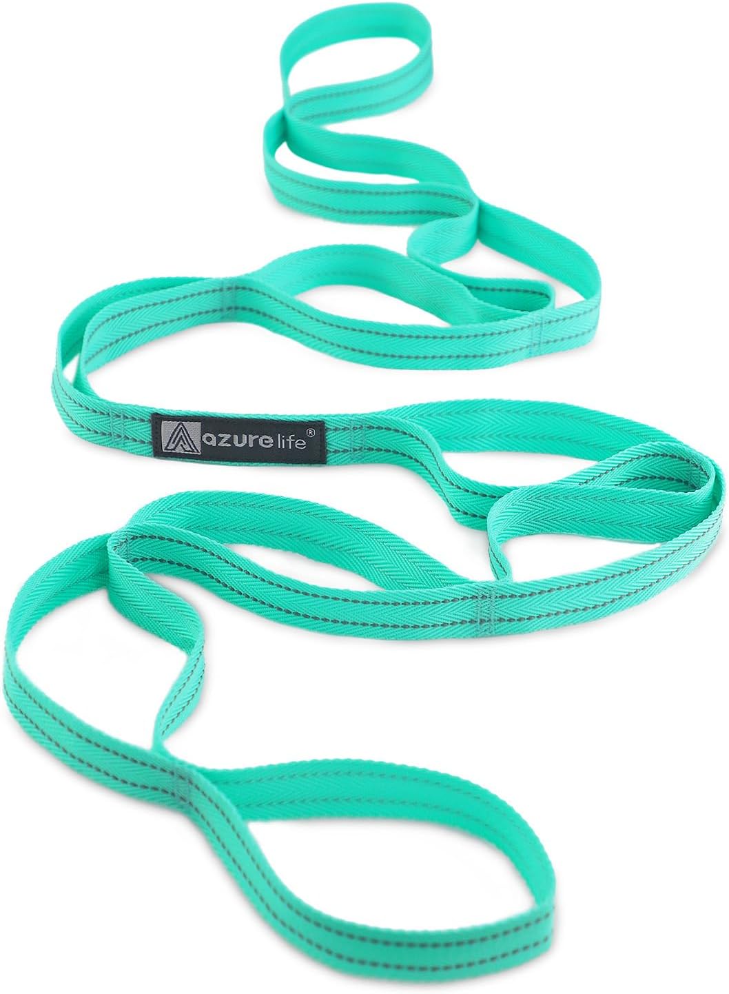 A AZURELIFE Premium Durable Stretch Straps with Loops, Stretching Strap for Physical Therapy, Multi-Loop Yoga Strap Fitness Exercise Strap for Yoga, Pilates, Dance, Flexibility&Exercise