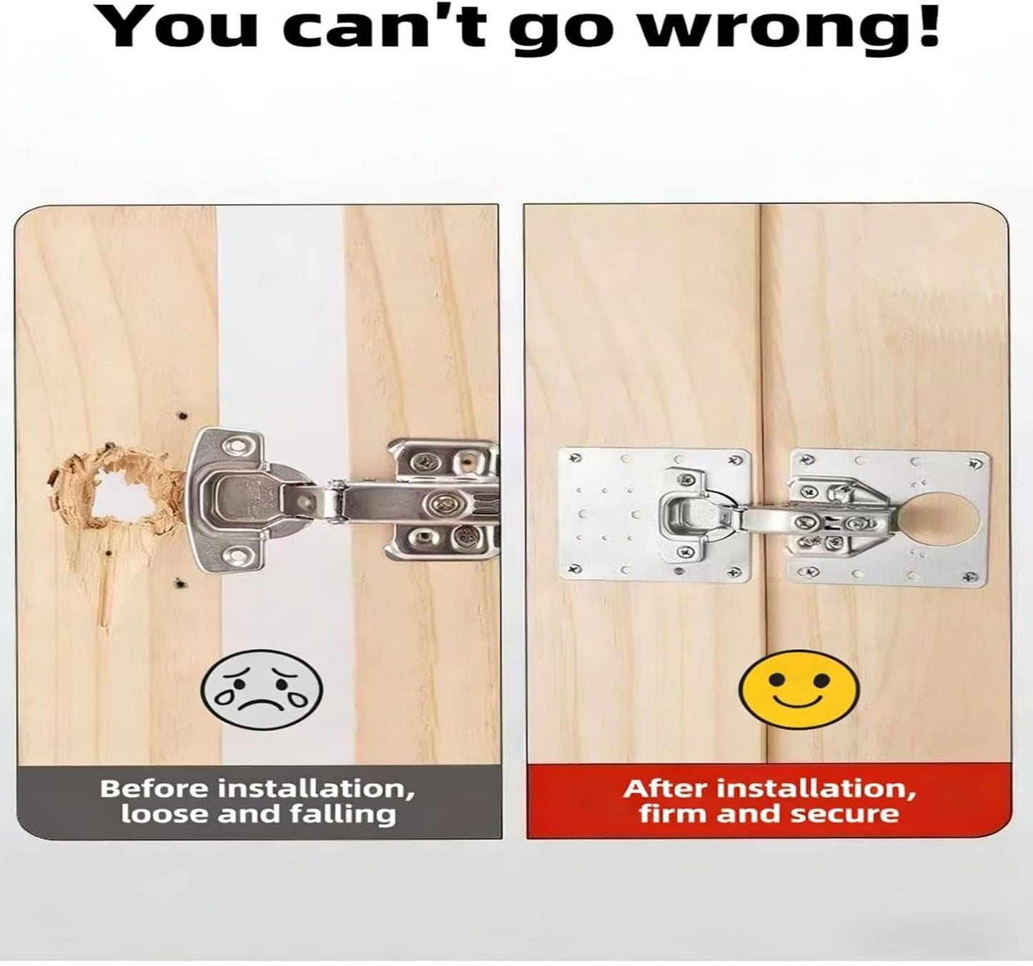 8PCS Kitchen Cabinet Door Repair Platekit:UKFMLNLStainless Steel Hinges Fixion Plate,Hinge Repair PlateKit,Suitable for Repairing and Securing Loose and Sagging Cabinet Doors at Home