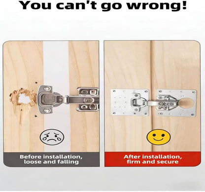 8PCS Kitchen Cabinet Door Repair Platekit:UKFMLNLStainless Steel Hinges Fixion Plate,Hinge Repair PlateKit,Suitable for Repairing and Securing Loose and Sagging Cabinet Doors at Home
