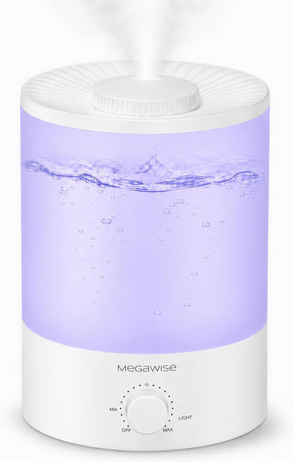 Megawise Home Essential 3.5L Cool Mist Humidifier & Oil Diffuser, Ultra-Quiet for Bedroom & Large Room, Baby & Plant Safe, Auto Shut-off, 40H