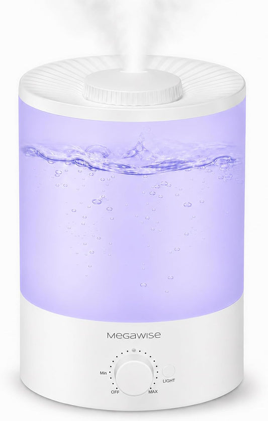 Megawise Home Essential 3.5L Cool Mist Humidifier & Oil Diffuser, Ultra-Quiet for Bedroom & Large Room, Baby & Plant Safe, Auto Shut-off, 40H