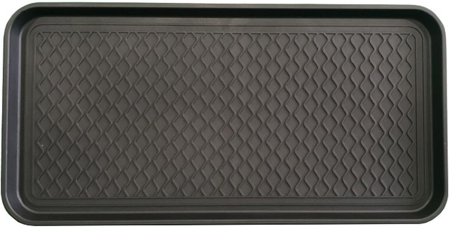 Boot Tray for Entryway,Hard Plastic Boot Mat,Shoe Tray,Shoe Mat for Indoor and Outdoor Use (Black Flower (Hard Plastic), 29.5X14.9 inch)
