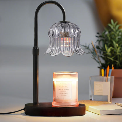 CRMILL Candle Warmer Lamp with Timer: Adjustable Dimmable Height Adjustable Warming - Flower Shape Wax Lamp Jar Candles No Flame Modern Home Decor Table Lights - Home Living Bedroom