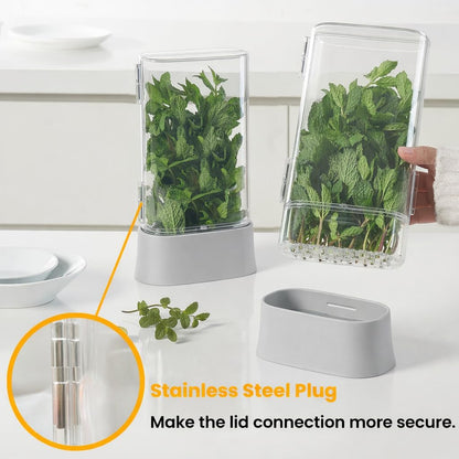 Herb Keeper for Refrigerator, Fresh Herb Saver Herb Storage Containers, Cilantro Container for Fridge Asparagus Container, Dishwasher Safe