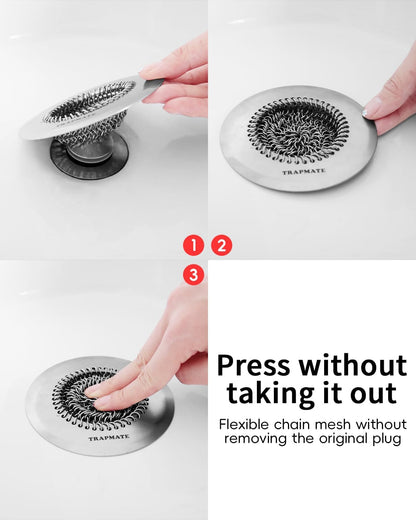 TRAPMATE Shower Drain Hair Catcher, 4.4" Anti-Clogging Bathtub Drain Cover | Easy Flip Cleaning, Traps Hair with Fast Drainage, Anti-Slip Drain Protector Fits Regular & Pop-up Drains (Patented Product)