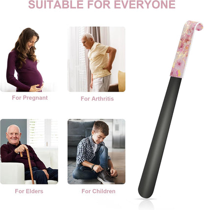 16.5 Inch Long Handle Shoe Horn for Seniors Men Women Kids, Metal Shoe Horns for Boots