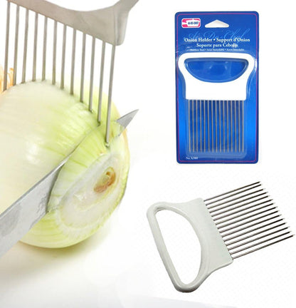 1 New Onion Holder Slicing Guide Stainless Steel Prongs Holds Slice Aid Cutting