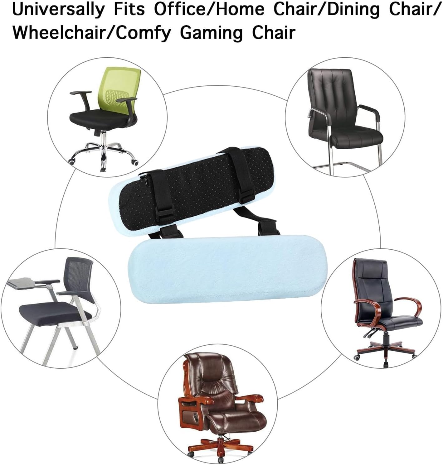 MOSISO Chair Armrest Pads, Home/Office Chair Arm Rest Covers, Black | 2 Pack Memory Foam Comfy Computer Gaming Elbow Cushion, Removable Washable Elbow, Support Forearm Pressure Relief