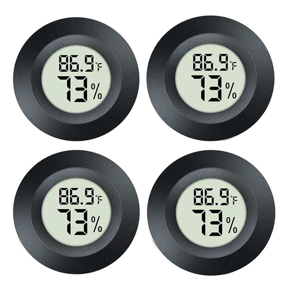 JEDEW 2 Pack Hygrometer Thermometer Digital Humidity Meter Indoor/Outdoor Humidity Monitor Reptile Thermo-Hygrometer for Greenhouse Humidors Terrarium Jars, Fahrenheit (℉) /Celsius(℃) (2)
