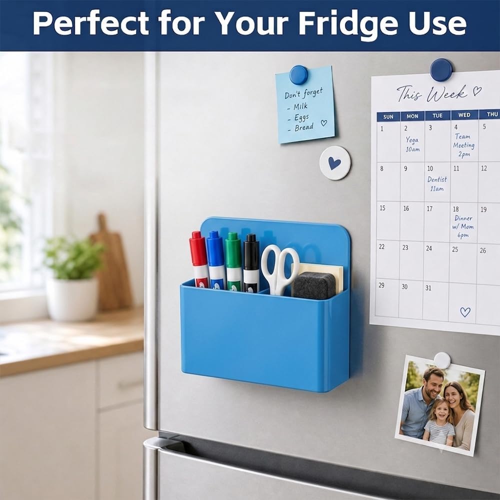 Magnetic Pencil Pen Holder, 2 PCS Magnetic Dry Erase Marker Holder for Whiteboard, Black White Magnet Storage Pencil Cup Case Fridge Organizers Locker Accessories for Office School Teacher Must Haves