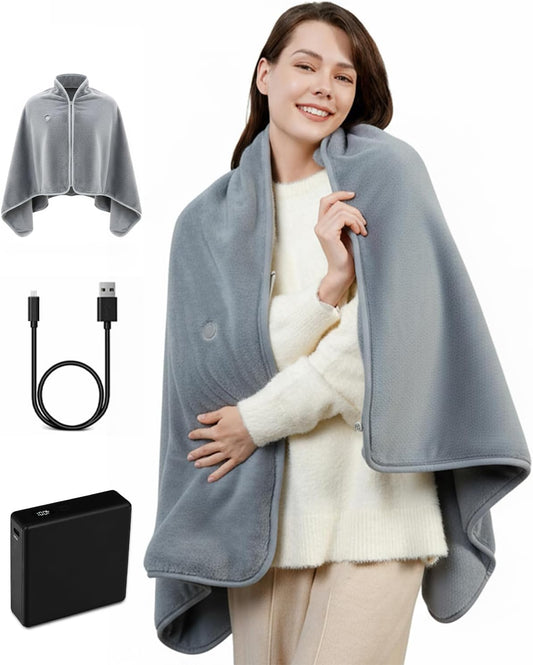 Cordless Heated Blanket,Battery Powered Carbon Fiber Electric Heated Throw, Machine Washable, Long-Lasting for Home, Camping, Travel, Office
