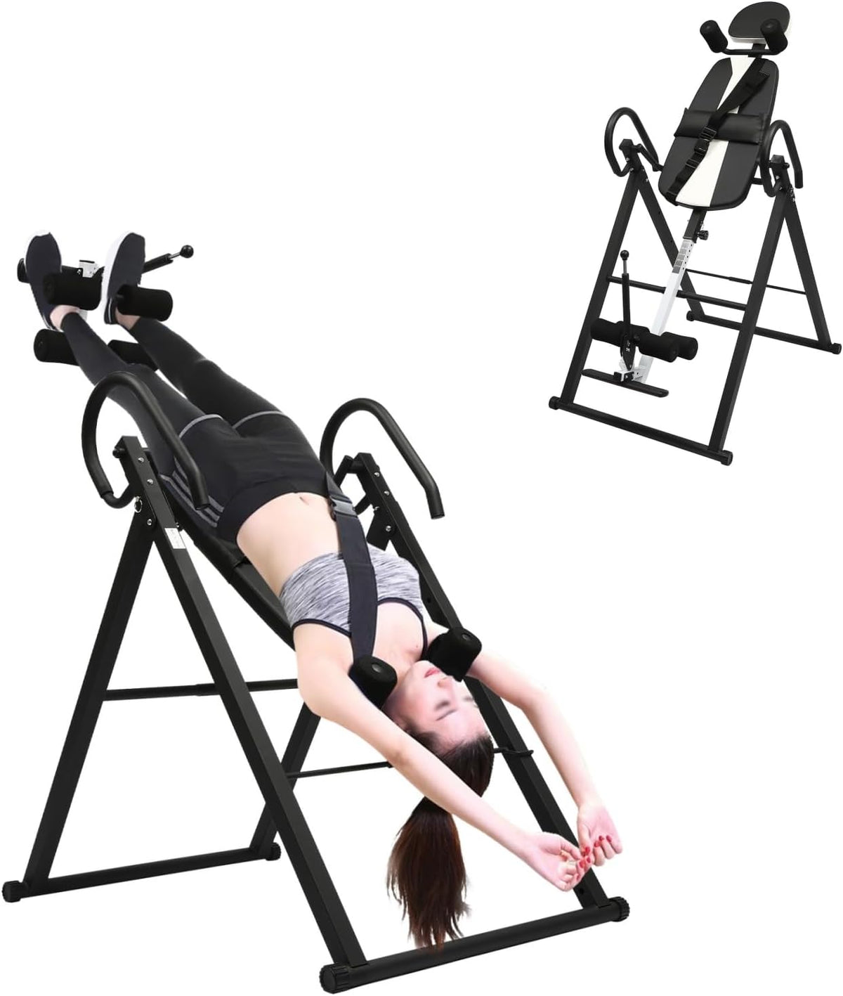 Inversion Table for Back Pain Relief, 330.7lbs Capacity Heavy Duty Inversion Teeter Table with Adjustable Safety Belt & Headrest, Home Back Stretcher Decompression Equipment
