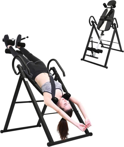 Inversion Table for Back Pain Relief, 330.7lbs Capacity Heavy Duty Inversion Teeter Table with Adjustable Safety Belt & Headrest, Home Back Stretcher Decompression Equipment